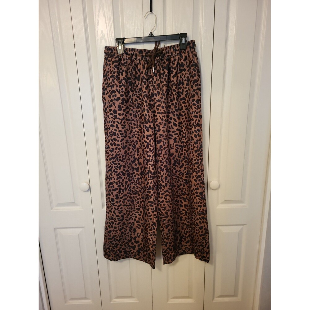 Women's Leopard Print Wide Leg Casual Pants